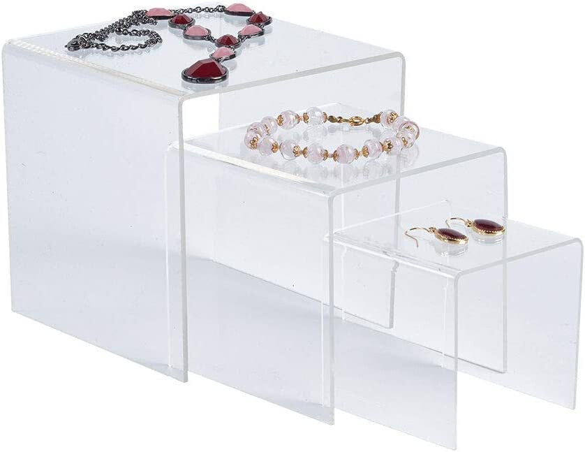 18 Acrylic Risers Displays Clear Retail Jewelry Display Showcase 6 Nested Sets