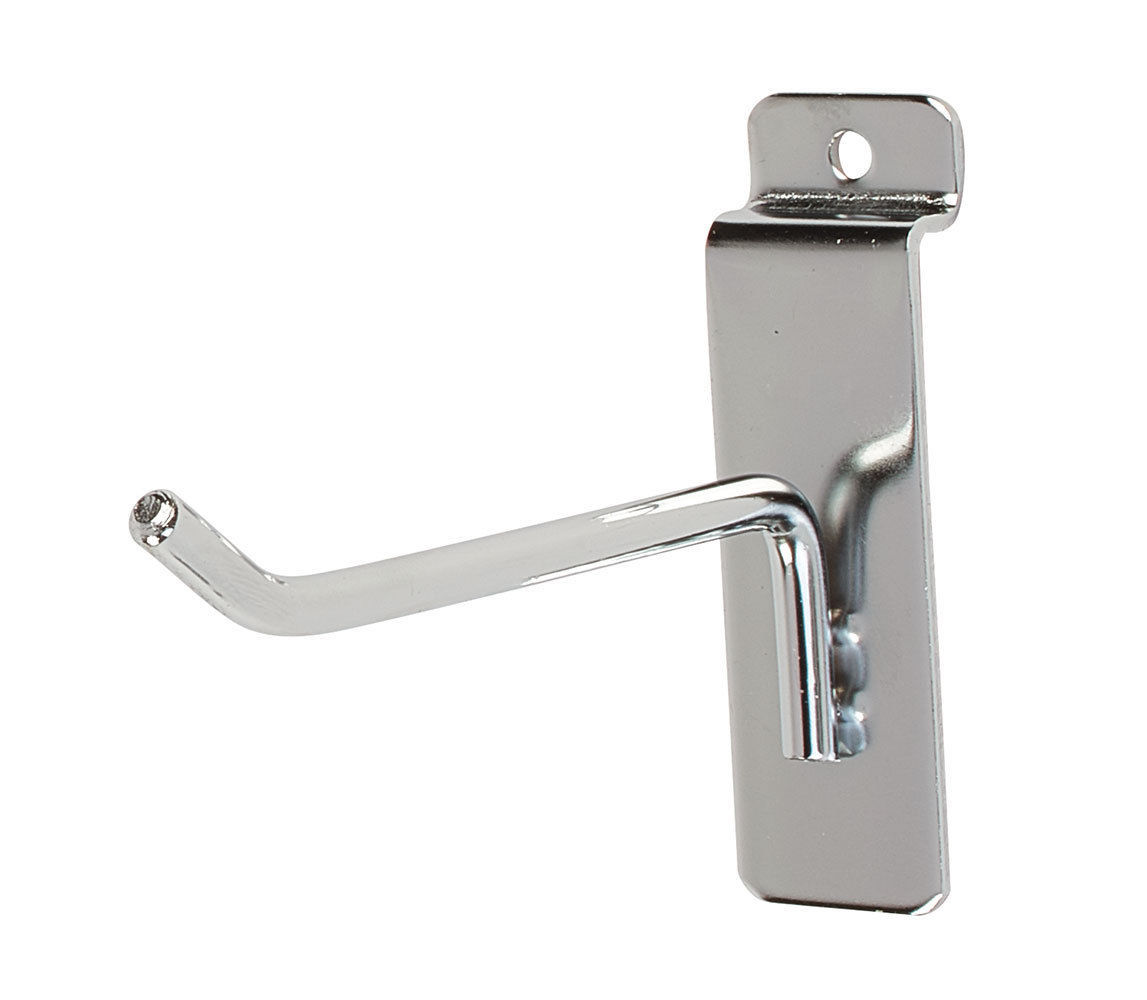Slatwall Peg Hooks 100 Chrome Metal 4″ Slat Grid Wall Display 6mm Dia. Tubing
