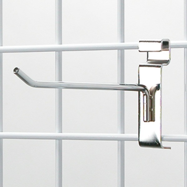 6″ Wire Grid Hooks Pegs Gridwall 100 Chrome 6mm Tubing 3″ OC Retail Display Slat