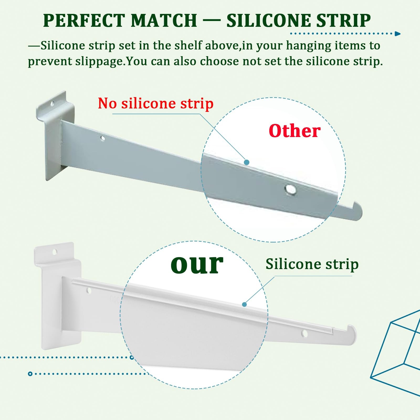 10 PCS 10 Inch Slat Wall Knife Shelf Bracket Heavy Duty Accessories Lip White