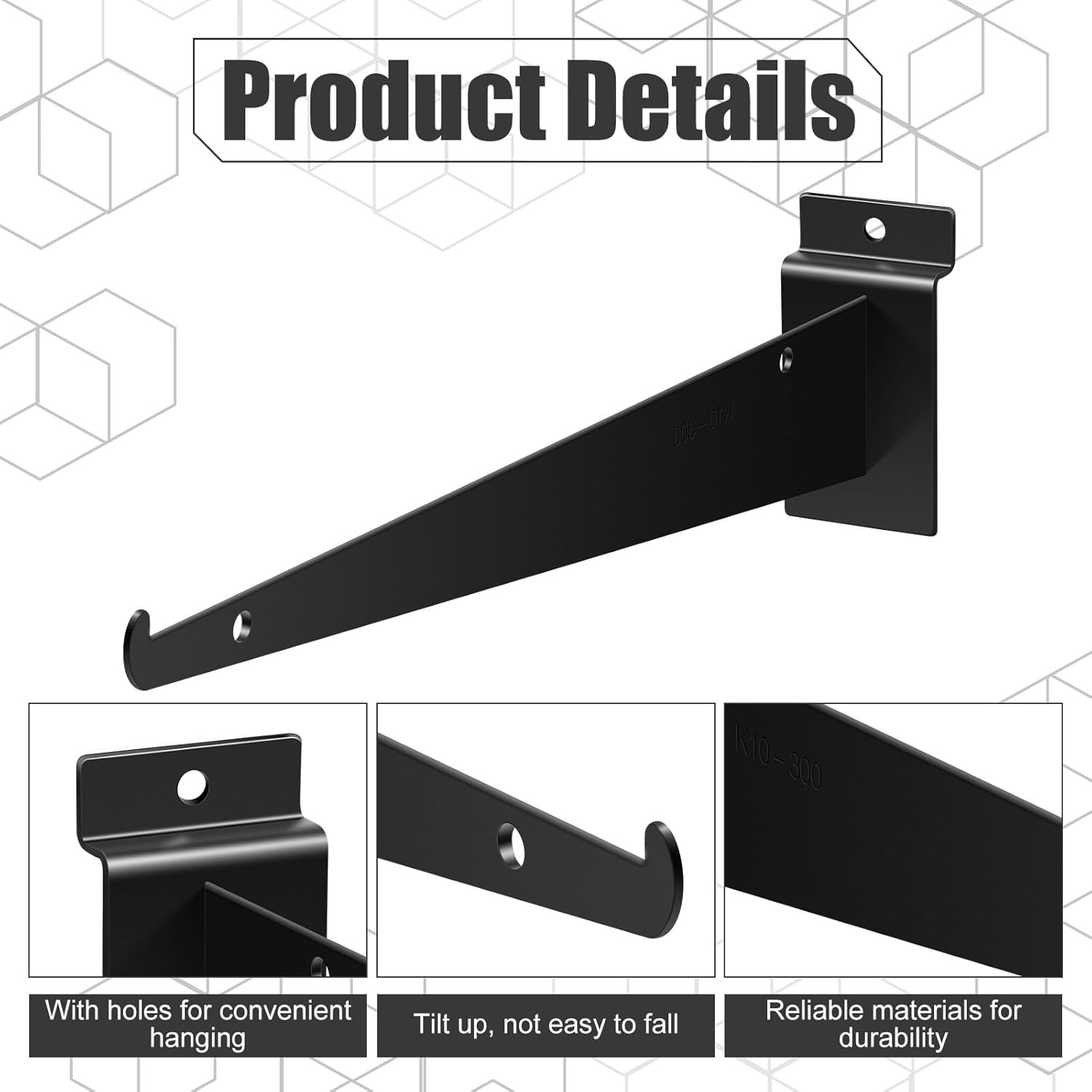 12″ Slatwall Shelf Bracket with Lip Heavy Duty Slat Wall Brackets Bulk Floati…