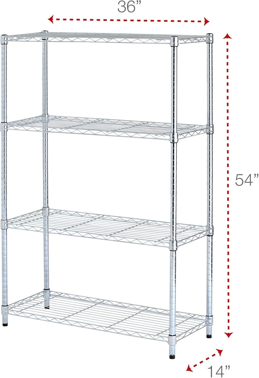 ALE Residential Wire Shelving Four-Shelf 36w x 14d x 54h Silver