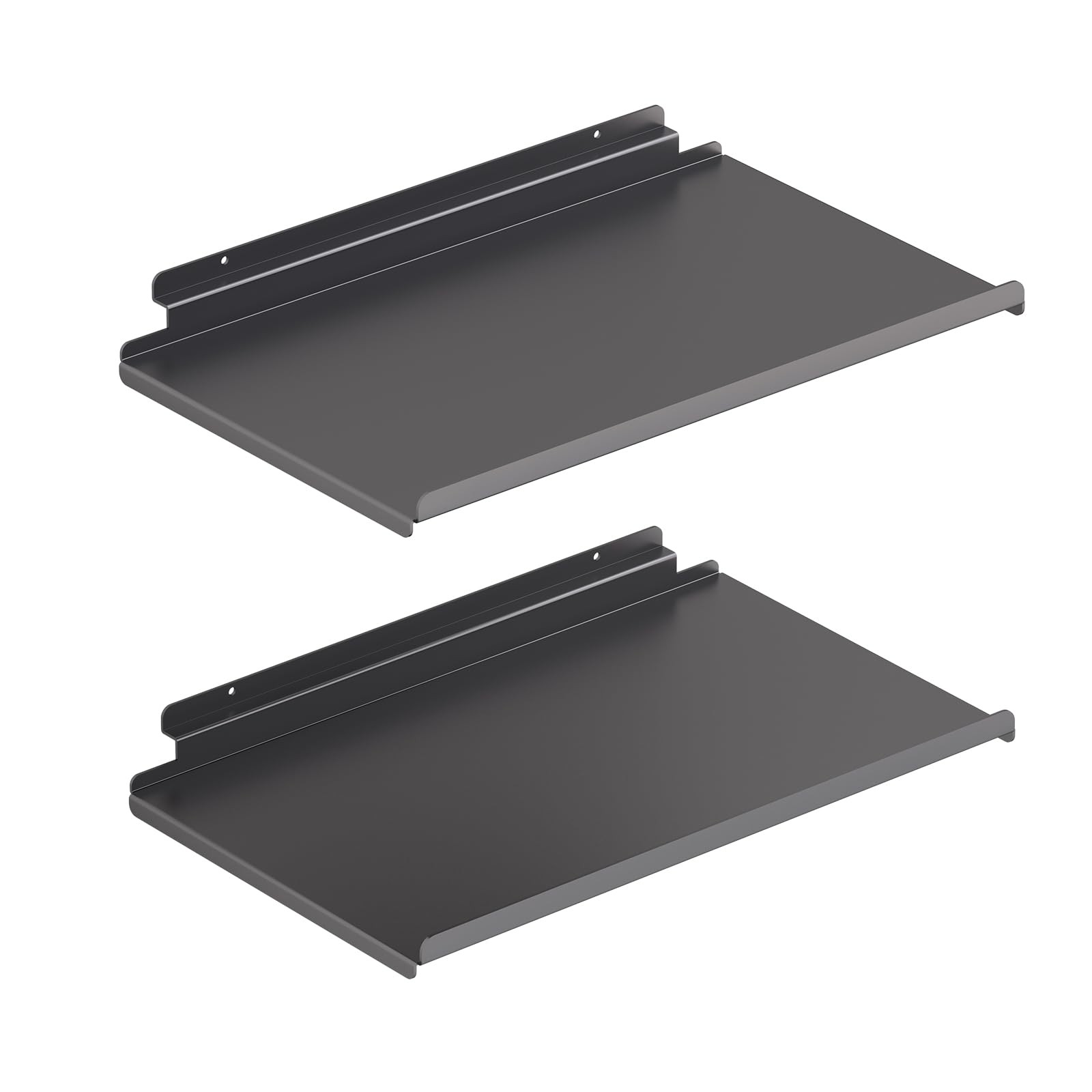 MQKIWAO 2 Pack 17X10 Inch Large Slatwall Shelves, Metal Slat Wall Shelves Acc…