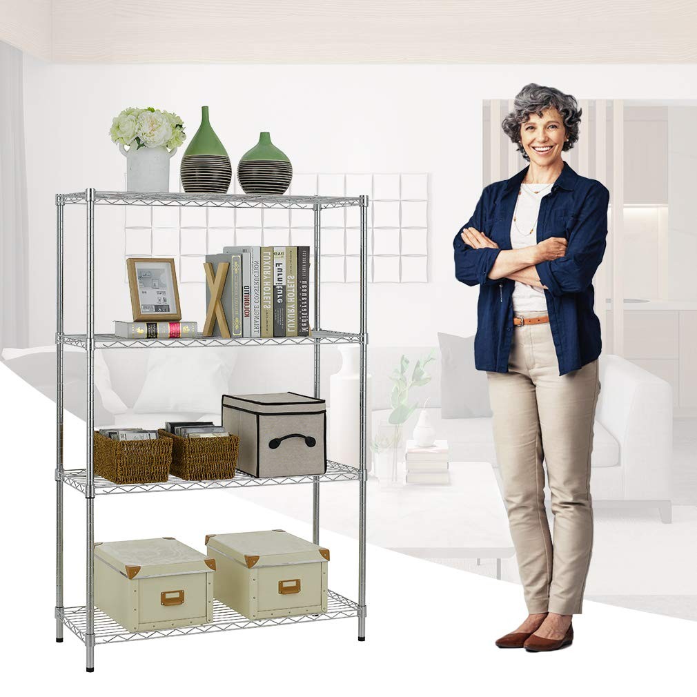 14”Dx36”Wx54”H 4-Shelf Wire Shelving Unit Garage 14”Dx36”Wx54”H, Chrome