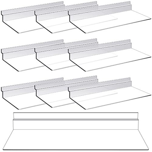 10 Pack 4×10 Inch Clear Slatwall Shelves for Walll Home Shoe Storage Display