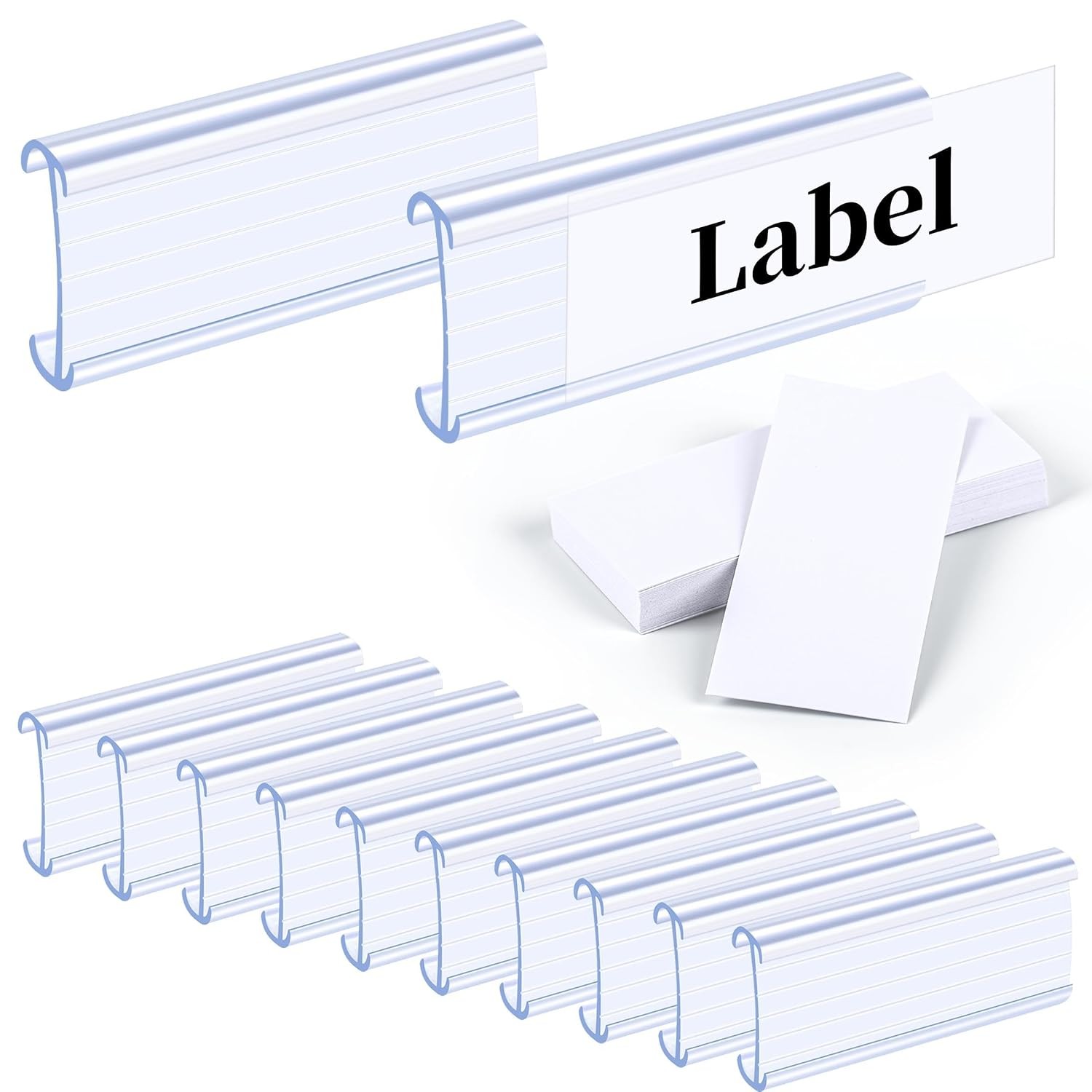 30 PCS Wire Shelf Label Holders Plastic Rack Tags Metro Shelving Clips with Pape