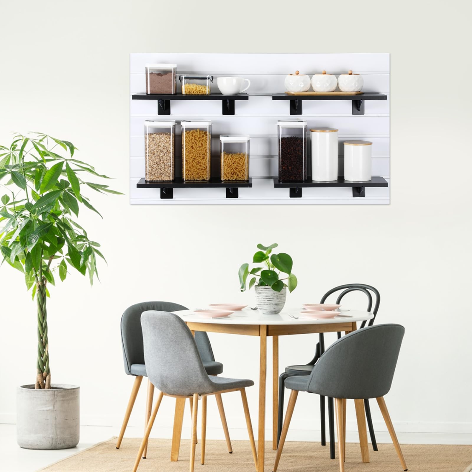 8 Pack Wooden Slatwall Shelf Set 15.7 × 5.9 Inch Black Slatwall Shelves with …