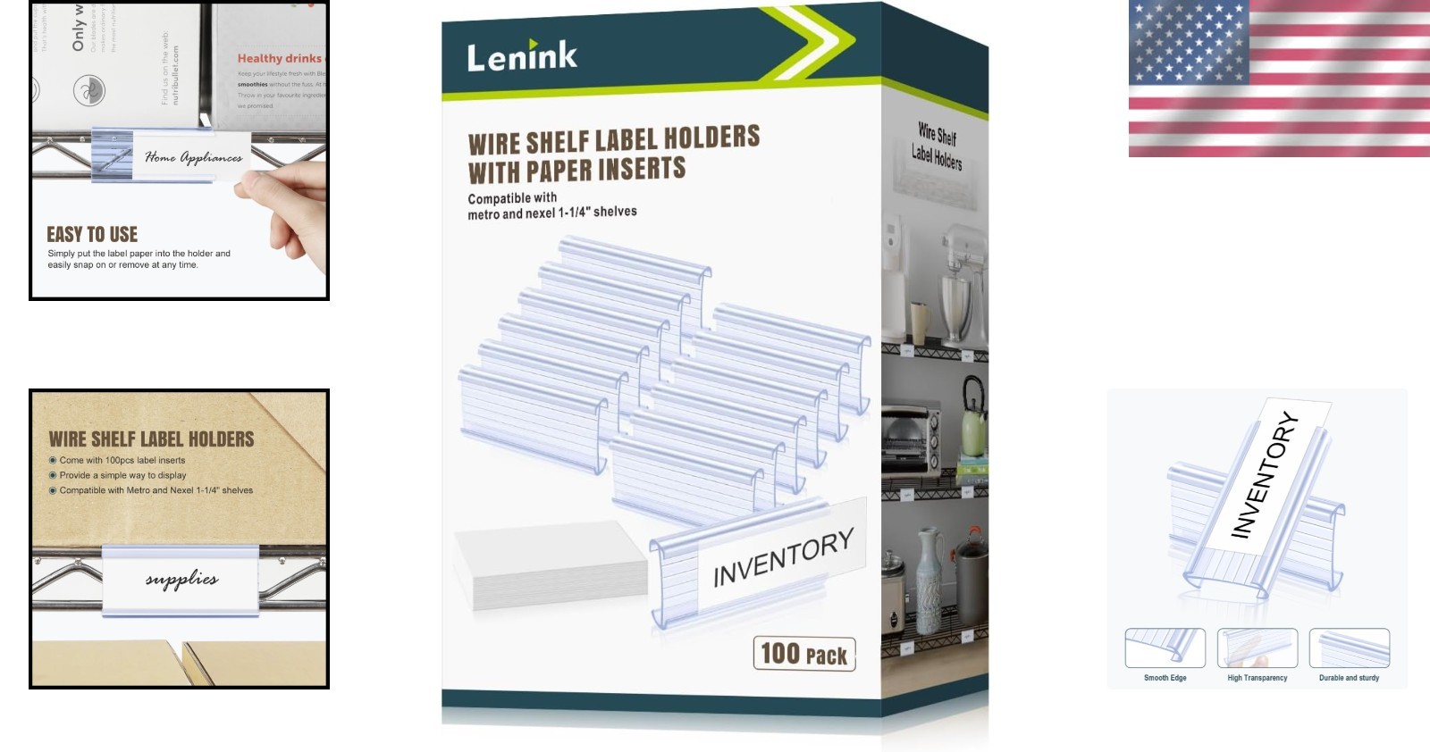 Durable 100Pcs Plastic Wire Shelf Label Holders with Inserts – Easy Organization