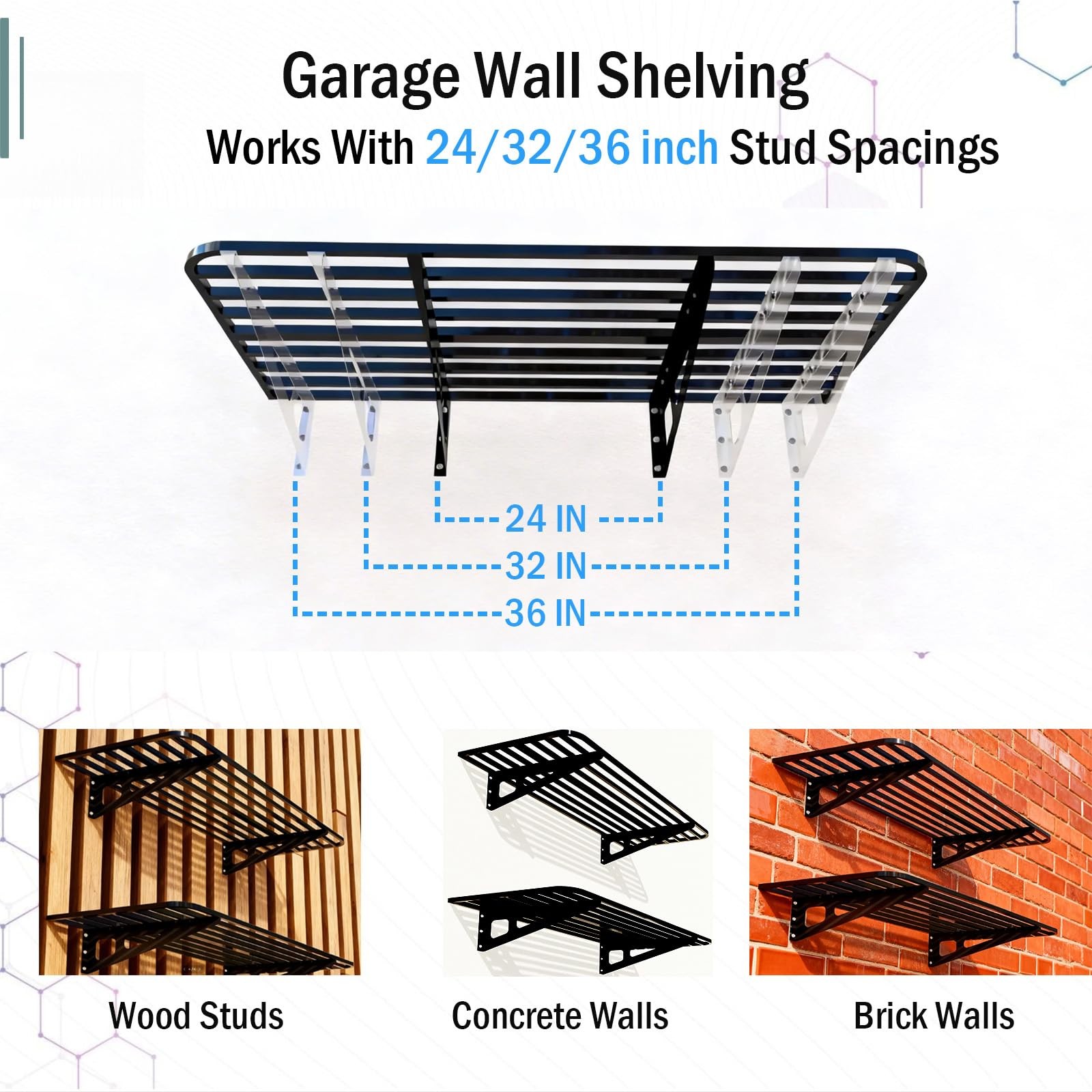 ZoffyFabrizio Garage Shelving Wall Mounted, 2-Pack 2x8ft 2X16 ft, Color-size