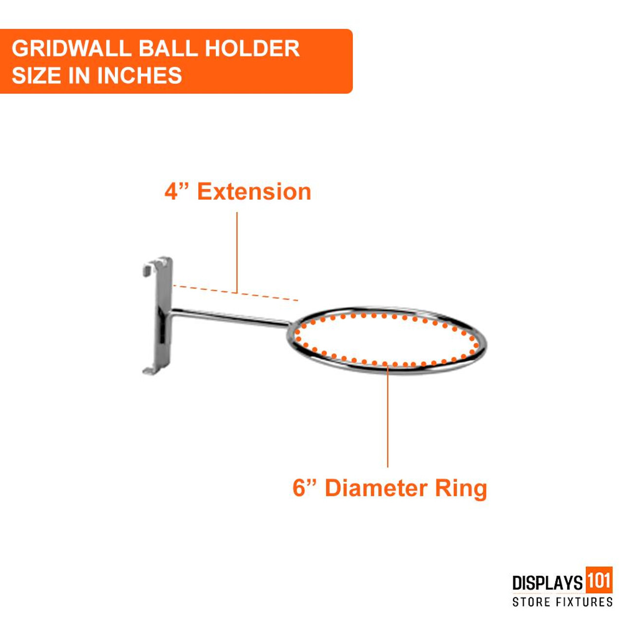 New 6″ Chrome Ball Holders Retail Display For Gridwall