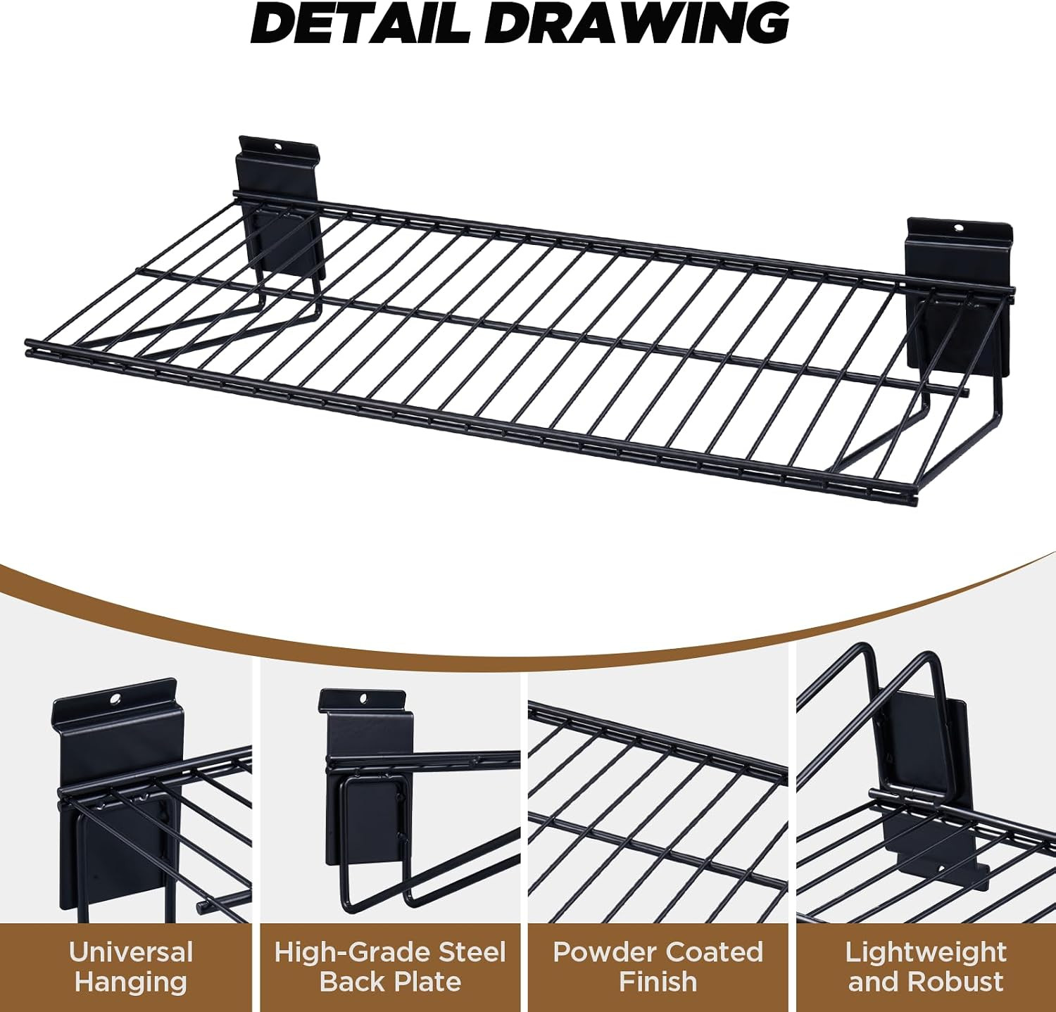 16 Inch Width Slatwall Accessories, Heavy Duty Gargage Storage Slatwall Shelves