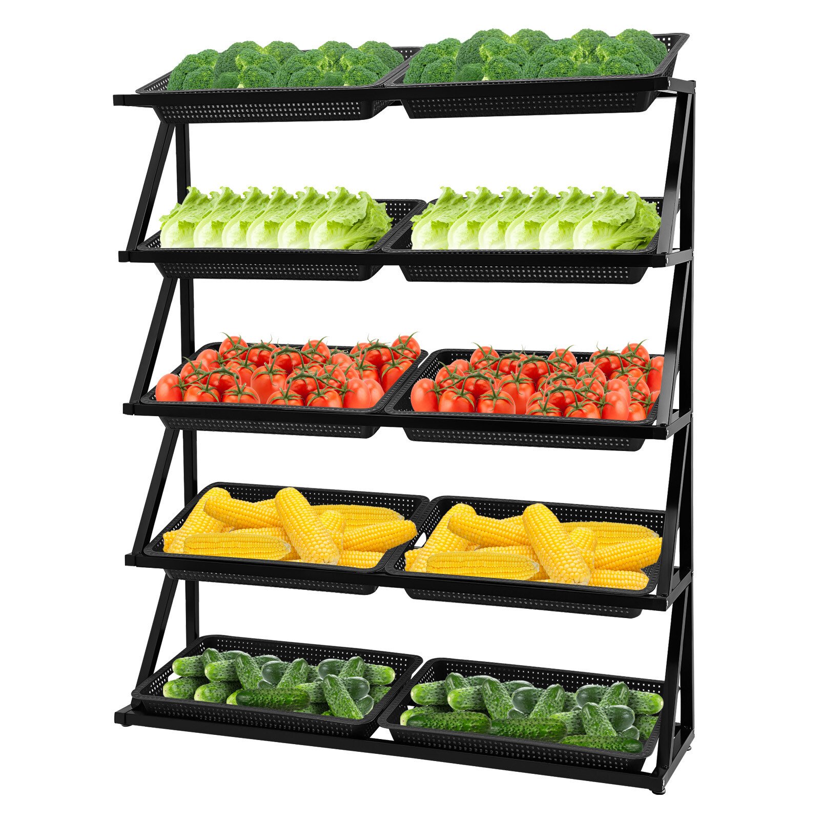 Market Retail Display Rack Shelf Merchandiser Fruit Vegetable Snack 10pcs Basket