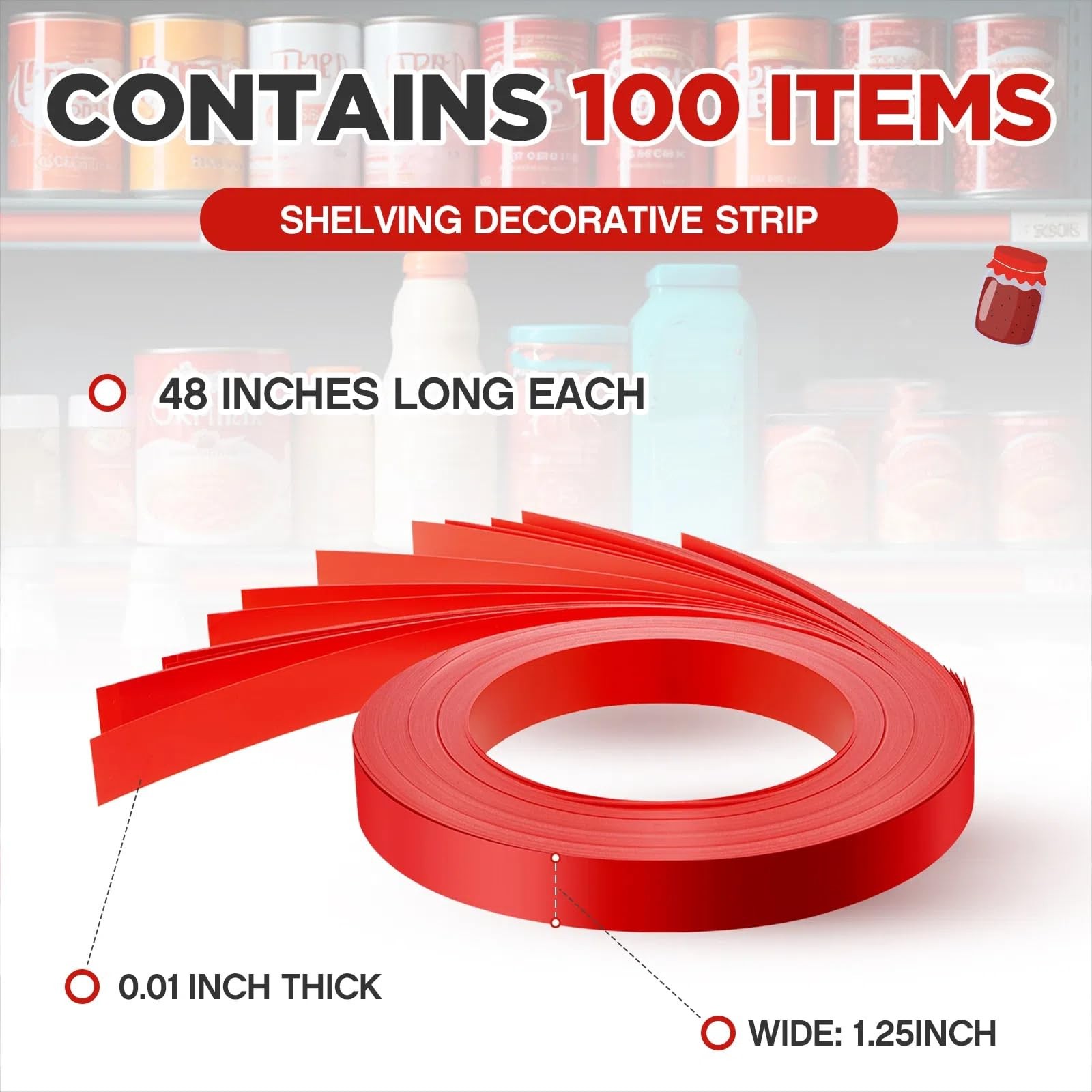 Frienda 100x Red Gondola Shelf Inserts 48″ C Channel