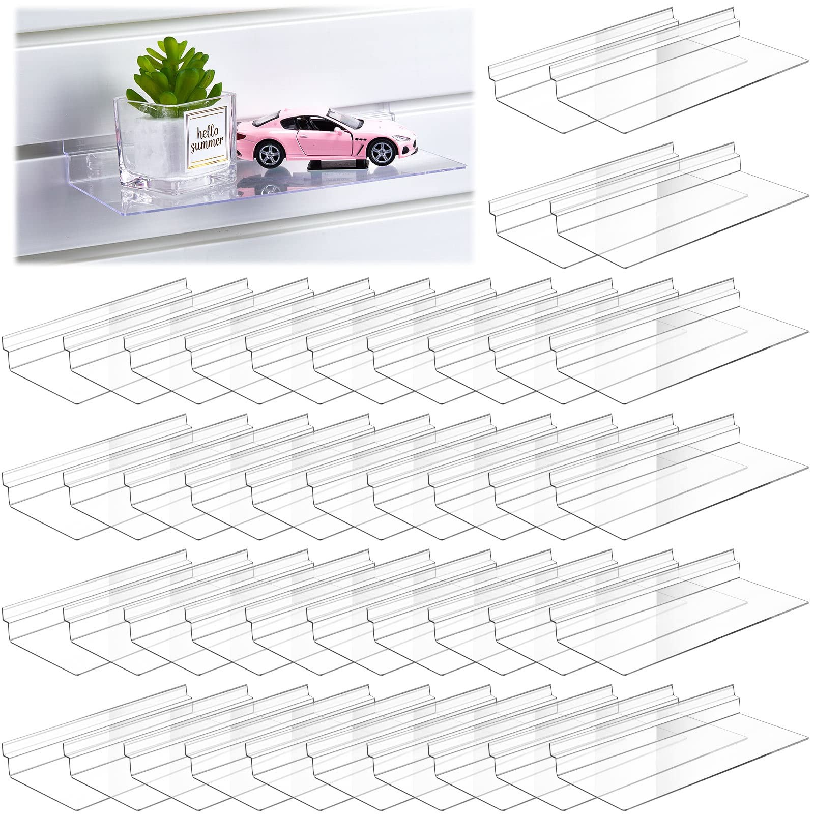 45 Pcs Clear Slatwall Wire Shoe Shelves 4.5×10 Inch Retail Wall Display