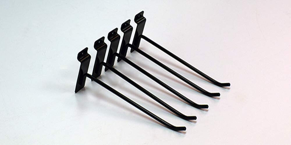 50 Black 8″ Slatwall Peg Metal Hooks Slat Wall Display Faceouts Peg Slat Wall