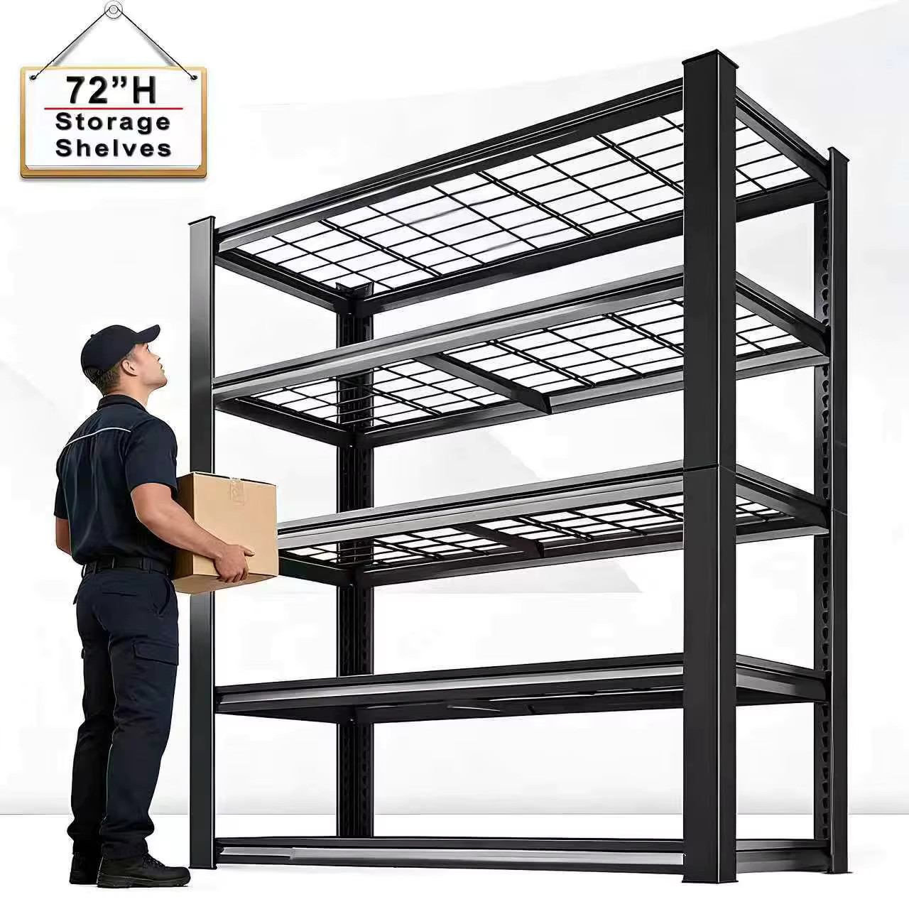 Nnovaroom 72″ Adjustable Metal Double Layer Column Shelving, Commercial…