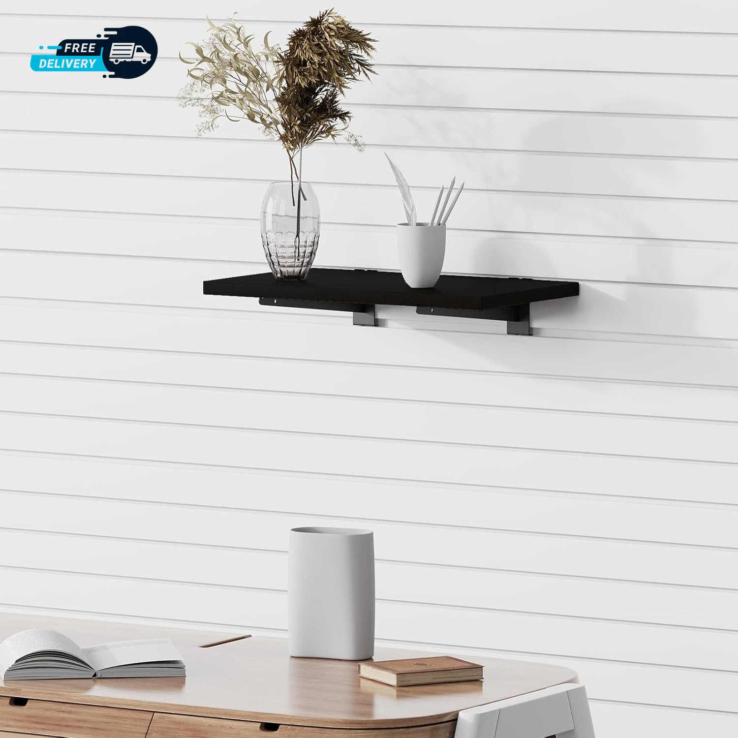 4 Pack Large Wooden Slatwall Shelf 24 X 12 Inch Slatwall Shelves with Metal