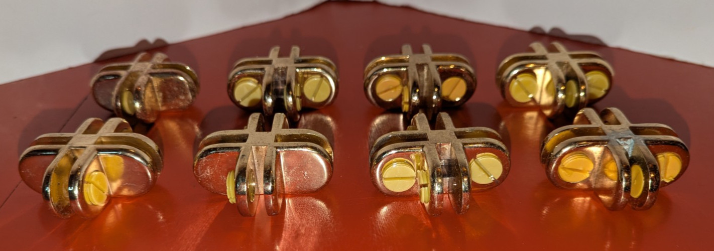 Lot of 8 Gold Colored 4-Way Glass Connector for 3/16 Inch Tempered Glass Shelf