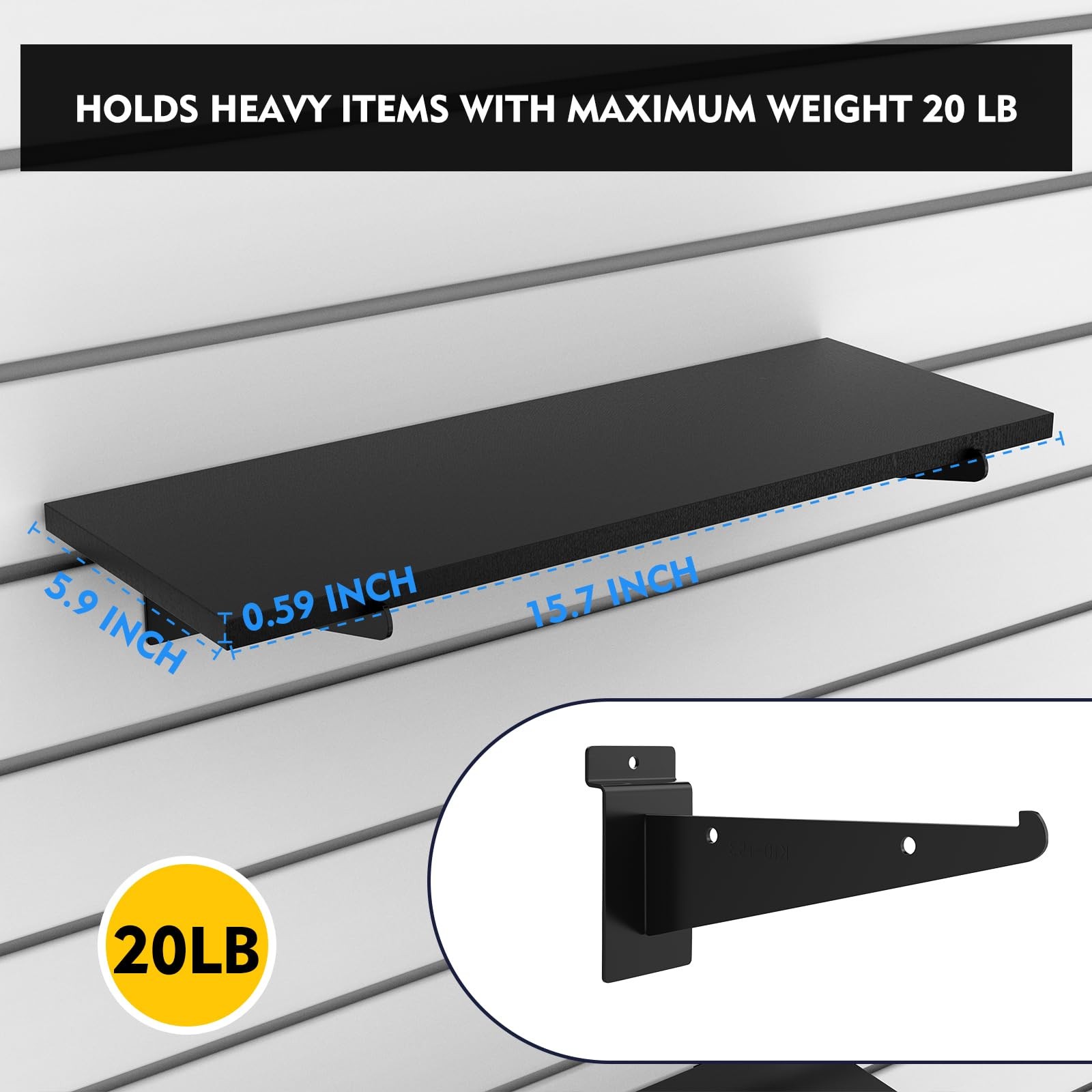 4 Pack Wooden Slatwall Shelf, 15.7 x 5.9 Inch Slatwall Shelves with Metal Bra…