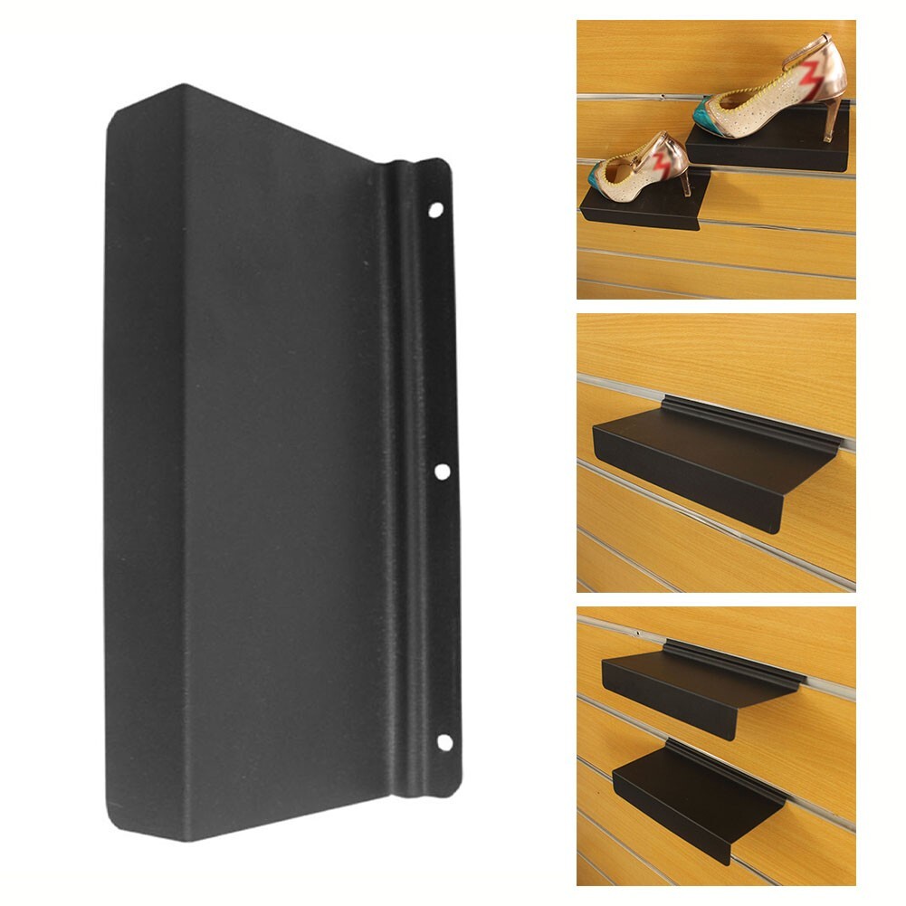 Float Slat Wall Shelf Shelves For Shoes Black-Metal Flat Slat For Retail Display