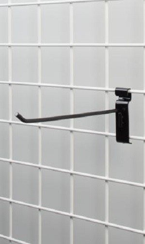 10″ Wire Grid Hooks Hook Peg Gridwall 100 Black 6mm Tubing 3″ OC Display Slat