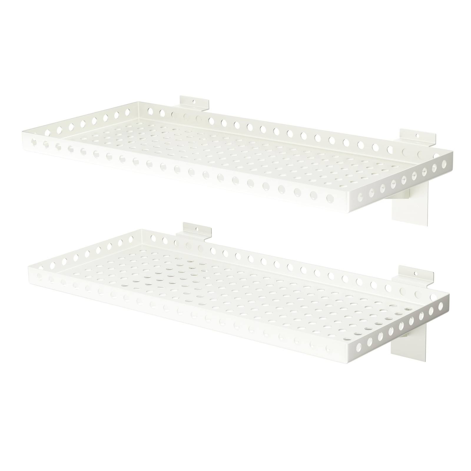 2 Pack Heavy Duty Slatwall Shelves 10 X 24 Inch, White