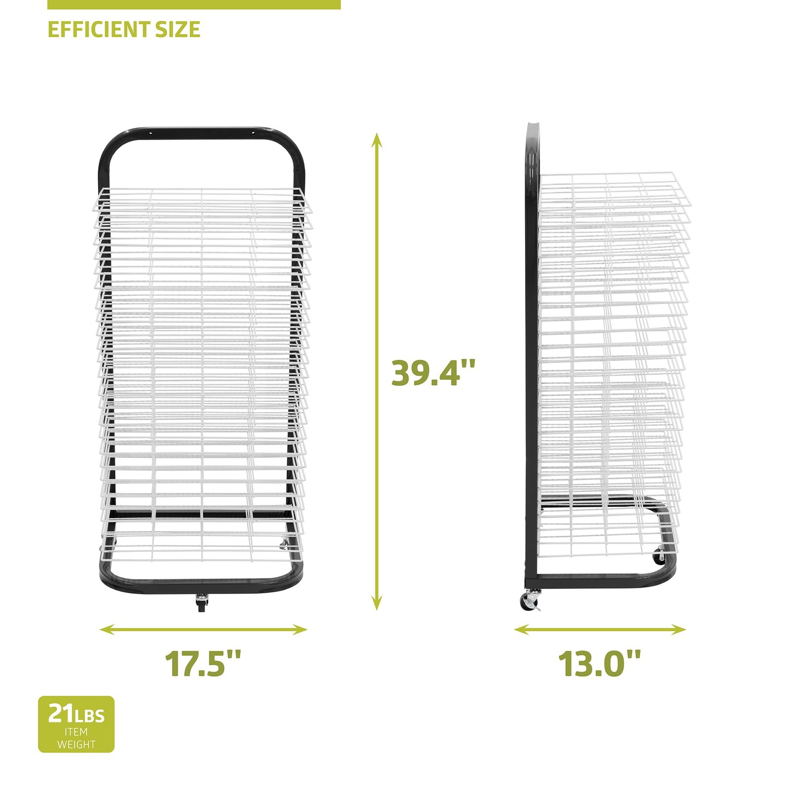 Pearington 25-Shelf Mobile/Wall Mountable Art Drying Rack 25 Shelves, Black
