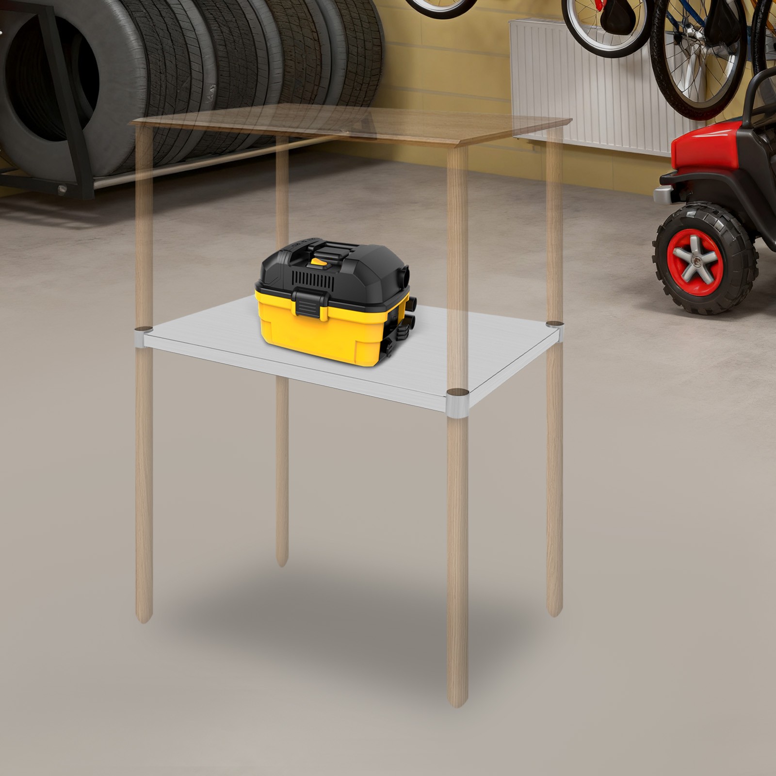 Under Shelf Stainless Steel Table Adjustable Lower Shelf Worktable Under Shelf