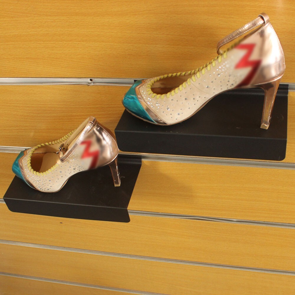 Float Slat Wall Shelf Shelves For Shoes Black-Metal Flat Slat For Retail Display