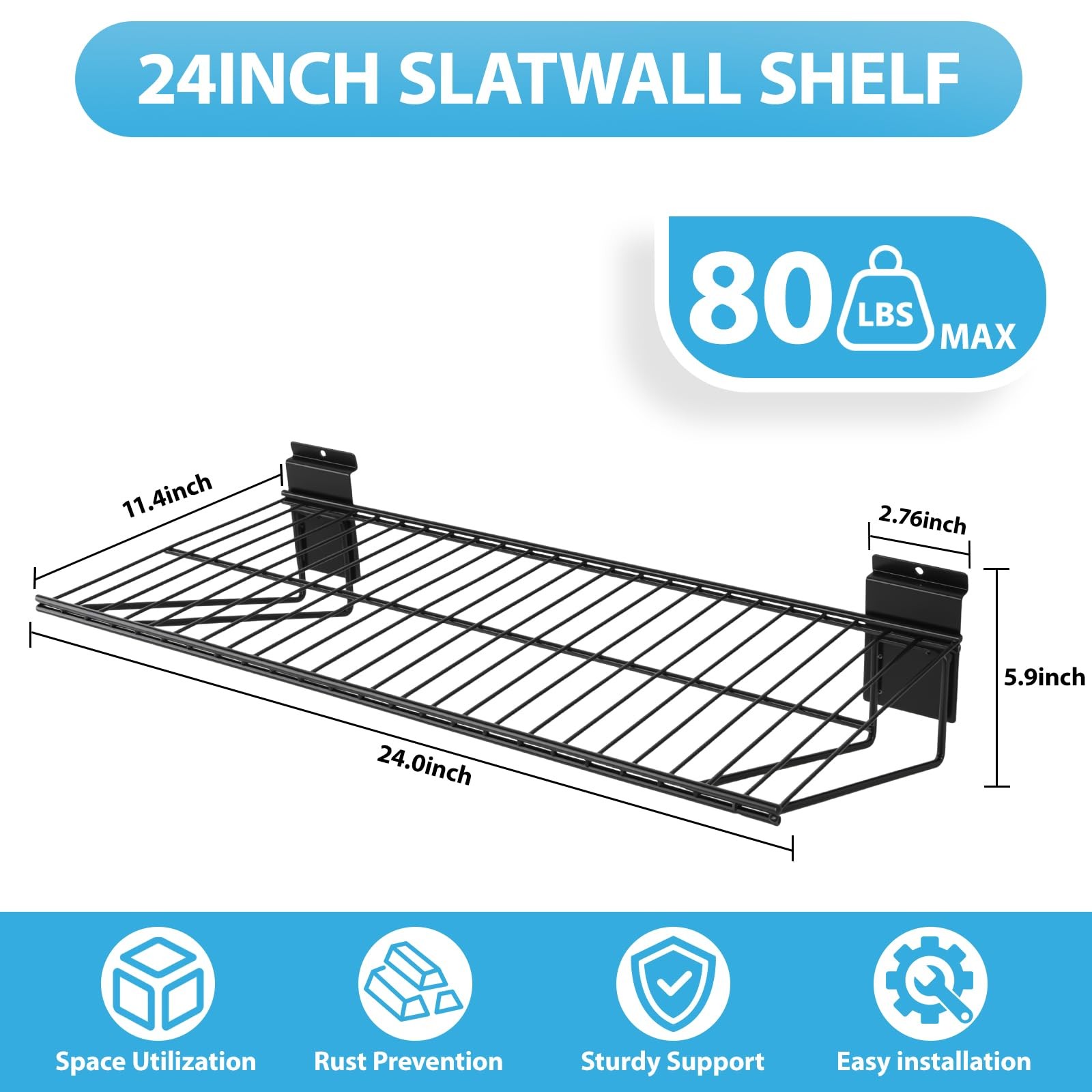 Slat Wall Shelves Accessories – 24 Inch Slatwall Wire Shelf Heavy Duty Storage G