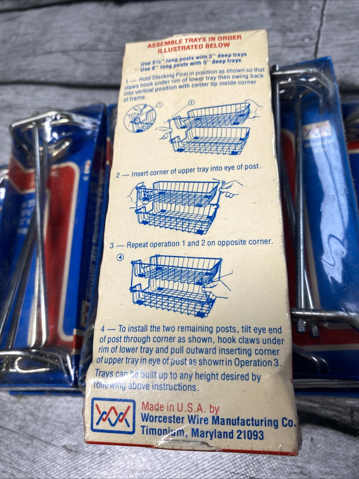Vintage Worcester Wire #3TS Stacking Posts 5/12” For 3” Trays 4pk. Set Of 8 New