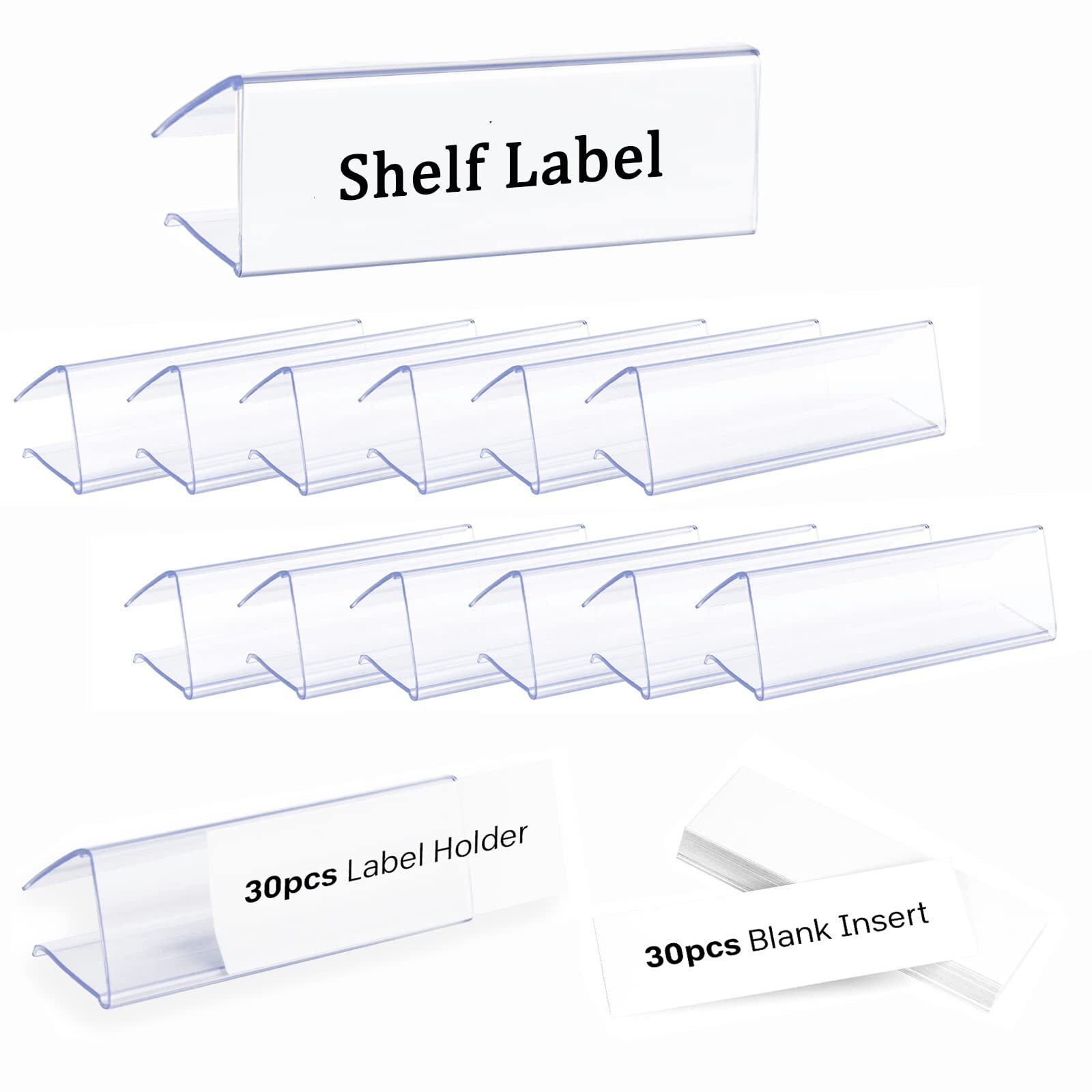 30pcs Plastic Shelf Label Holder Clear Wire Shelf Label Holder Wood Shelf Sig…