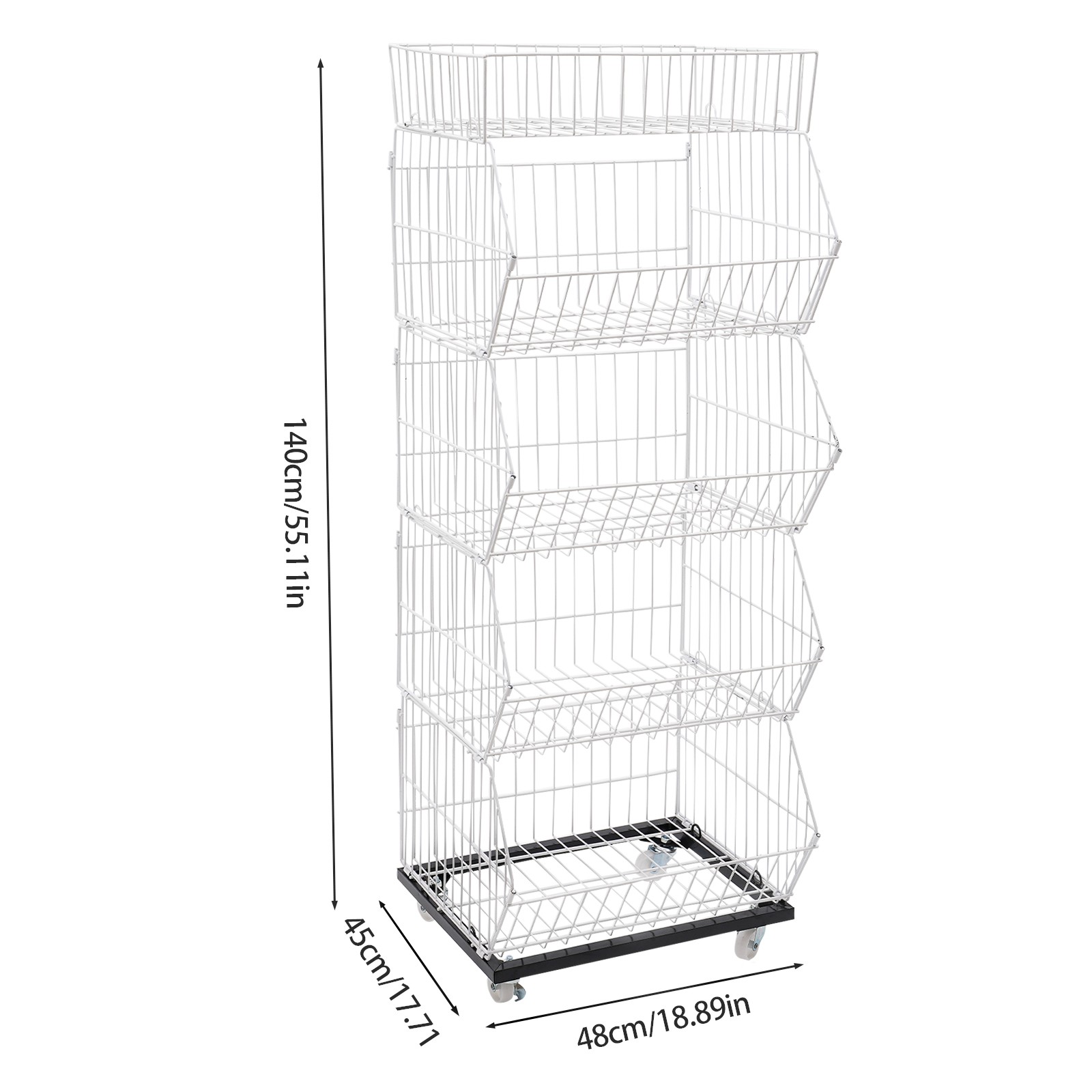 5 Tier Display Rack For Supermarket Kitchen Vegetable Storage Basket Shelving