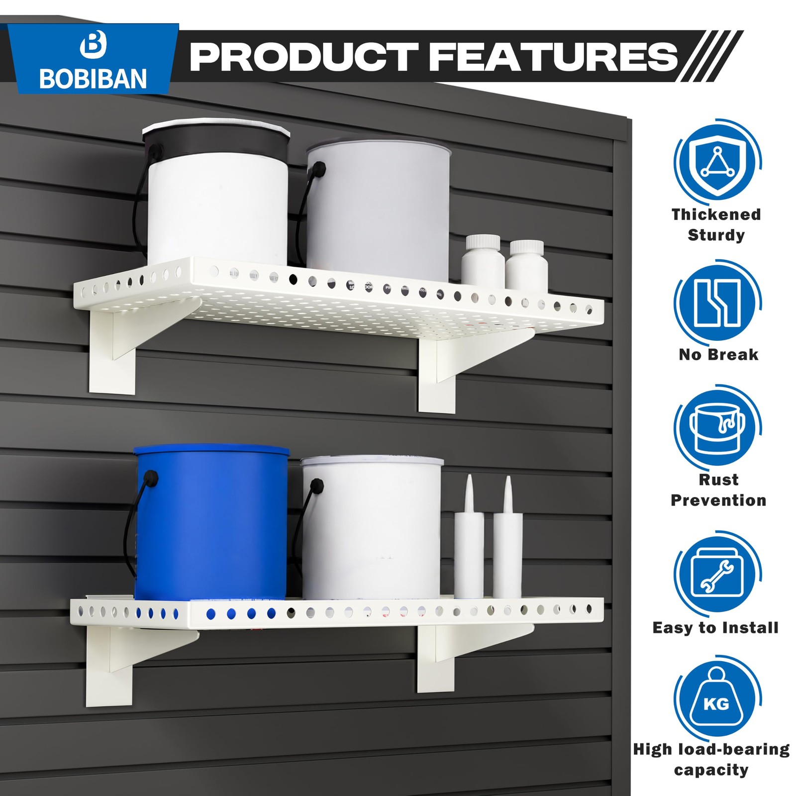 2 Pack Heavy Duty Slatwall Shelves 10 X 24 Inch, White