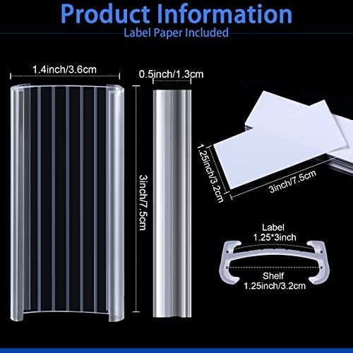 Wire Shelf Label Holders 200 Pieces Plastic Tags with Paper Inserts for 1-1/4