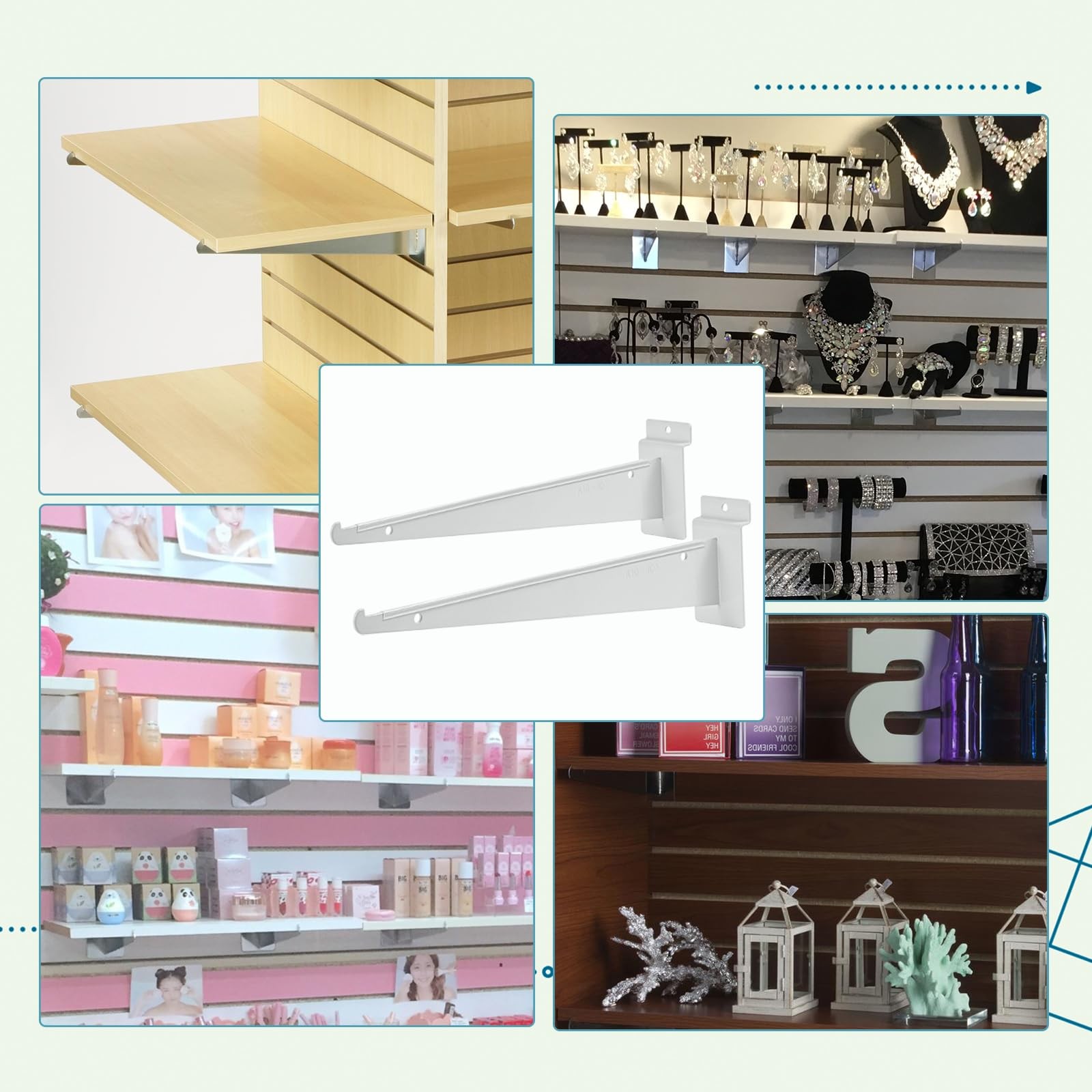 10 Inch Slat Wall Knife Shelf Bracket 10 Pack Heavy Duty White Lip Support