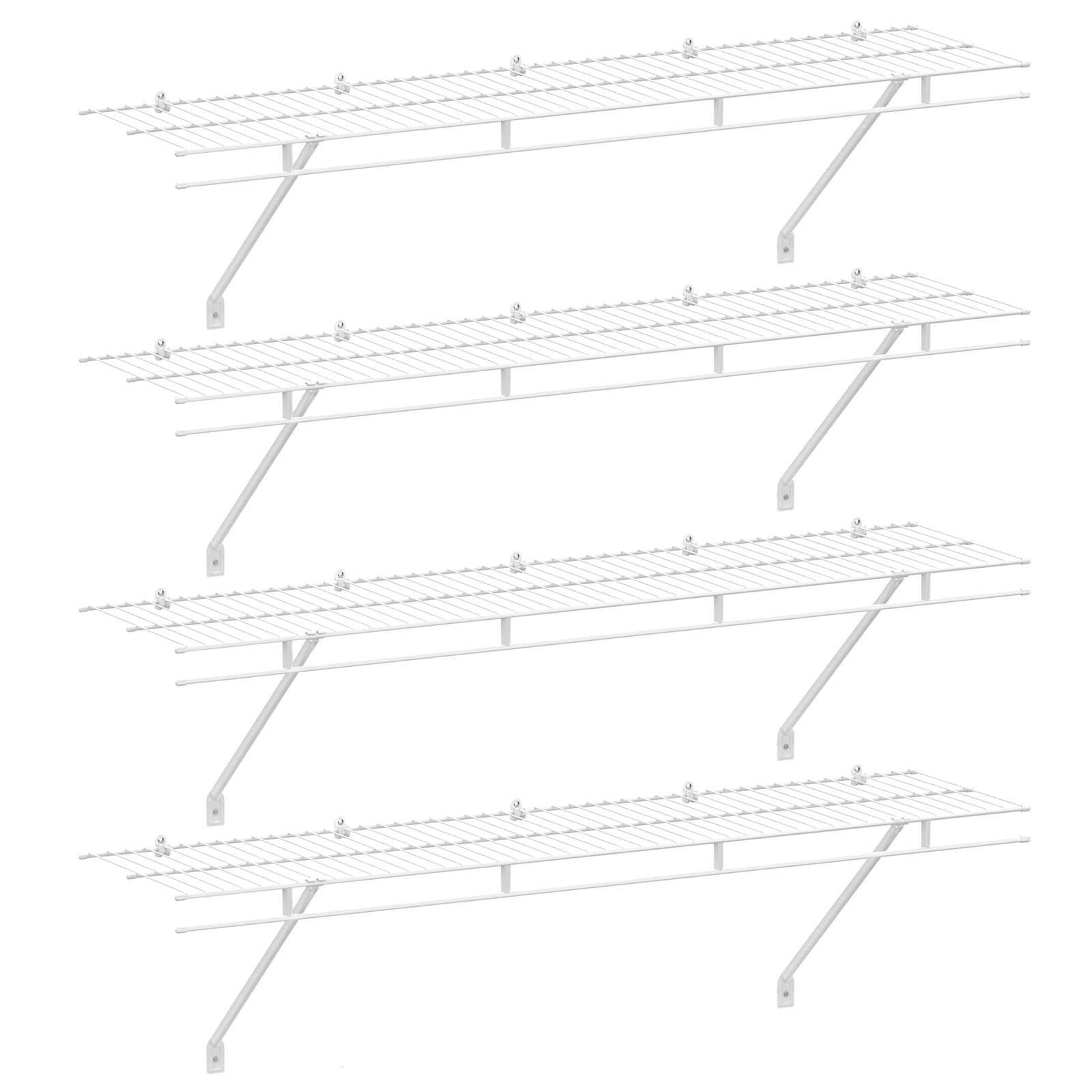 HAUSHOF Closet Shelves Wall Mounted 4-Pack, 4 ft x 12in 4ft x 12in, White