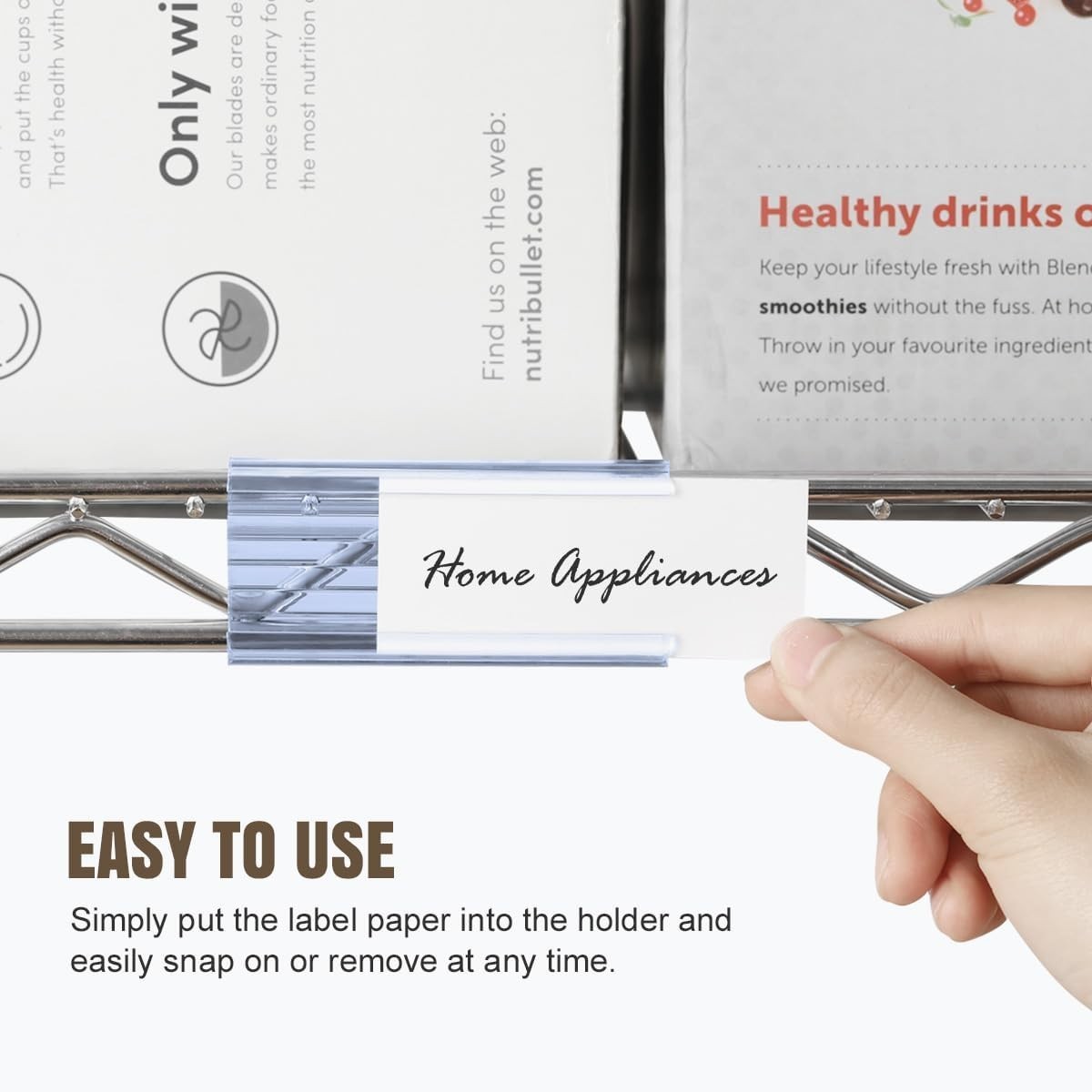 100 Pack Wire Shelf Label Holders with Label Paper Inserts for Easy Organization