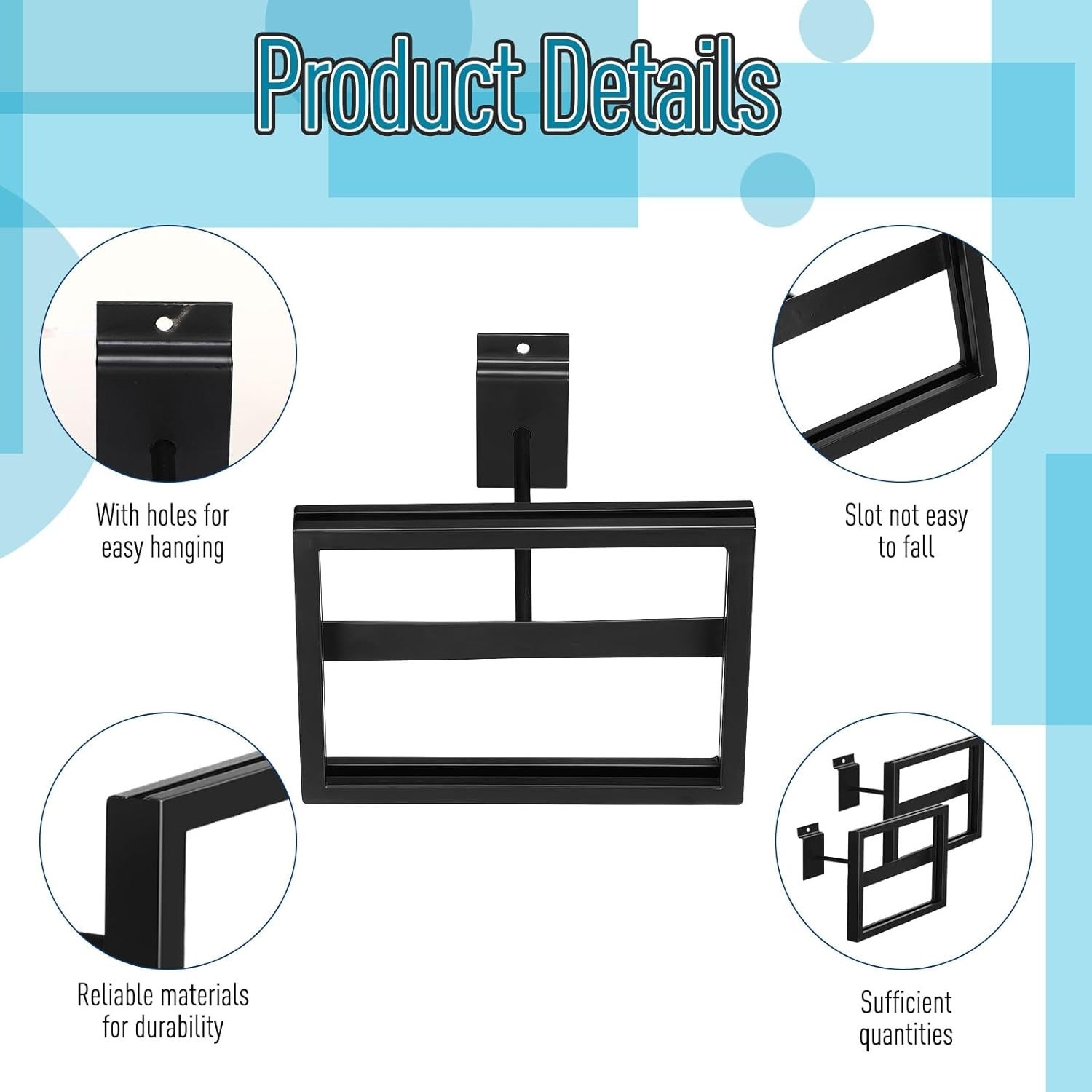 4 Pcs Rectangular Faceout Sign Holders for Slatwall Holds Gridwall Acc. 7″x5.5″