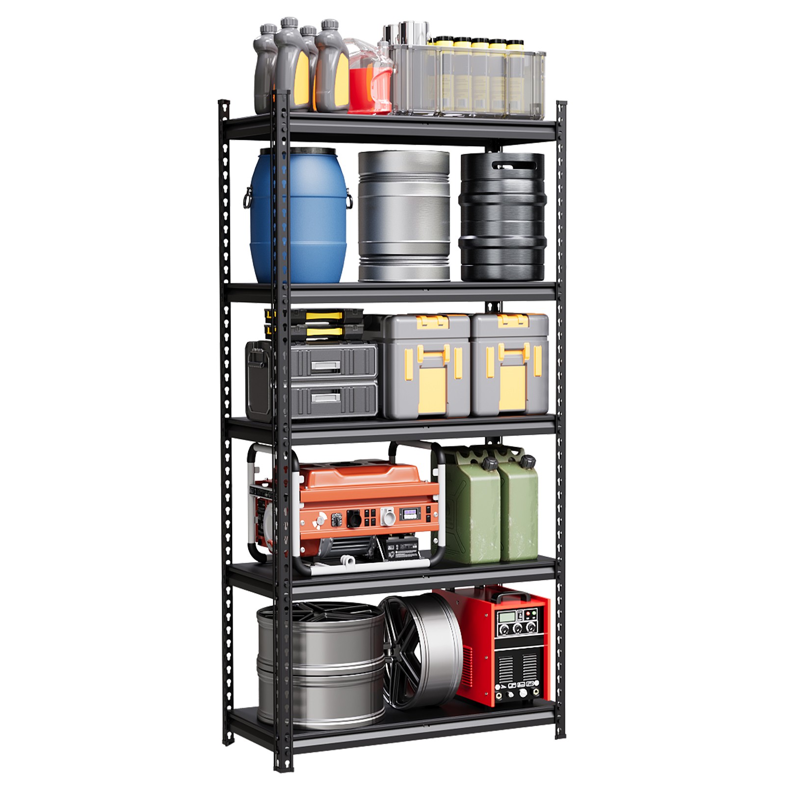 Heavy Duty 3/5-Tier Steel Kitchen Storage Rack Adjustable Shelving Black Matte