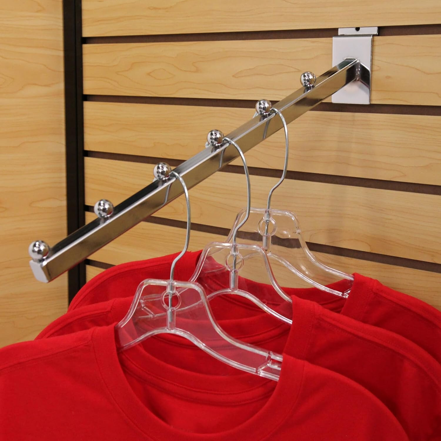 Set of 24 Waterfall Faceout 6 Ball Slatwall Slat Grid Chrome Square Tube