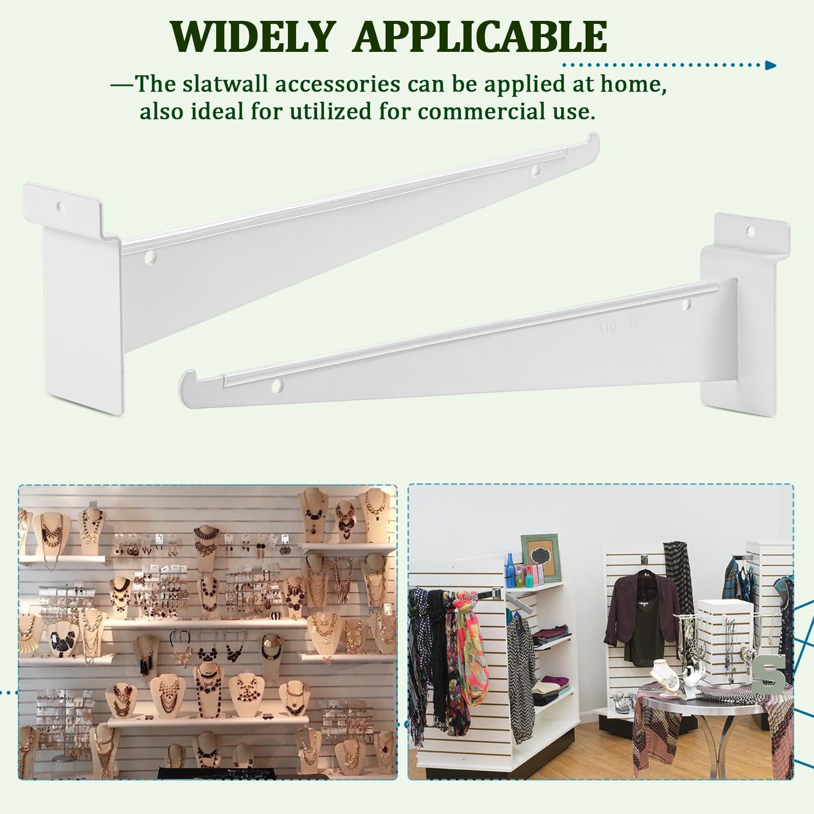 10 PCS 10 Inch Slat Wall Knife Shelf Bracket Heavy Duty Accessories Lip White