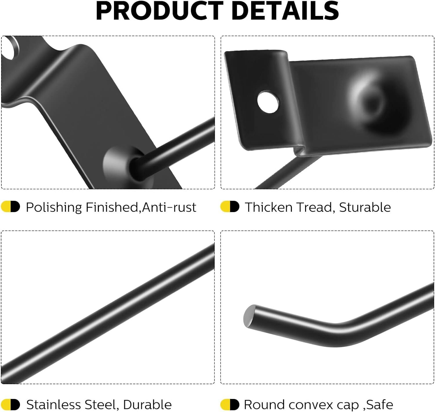 50 Packs Slatwall Hooks 4 Inch 6 Inch Panel Display Hooks Metal Slat Wall Black