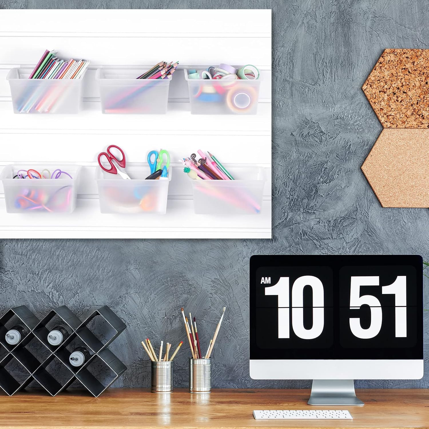 Unittype 12 Pcs Storage Bin Plastic Slatwall Bins for Slatwall Organizer Contain