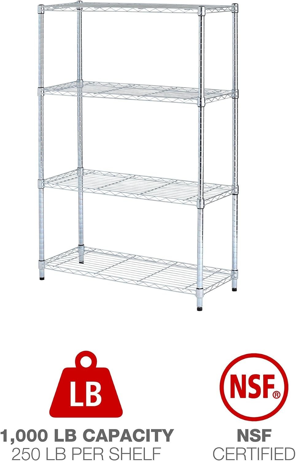 ALE Residential Wire Shelving Four-Shelf 36w x 14d x 54h Silver