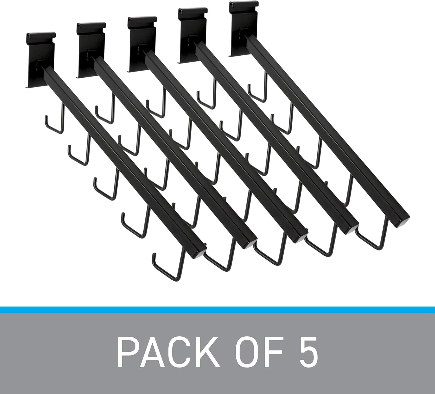Set of 5 Wire Grid Black J-Hooks Waterfall Faceout Purse Handbags Clothing