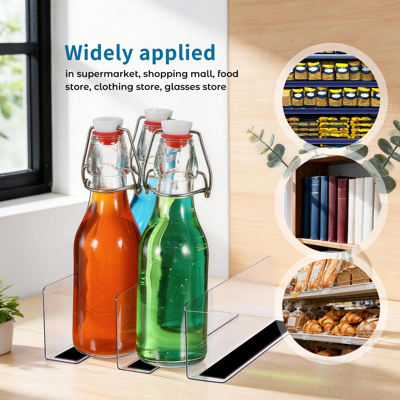 Baluue 6 Pack Shelf Dividers for Metal Shelves, Closet 7.9 × 2.4 inch, Clear