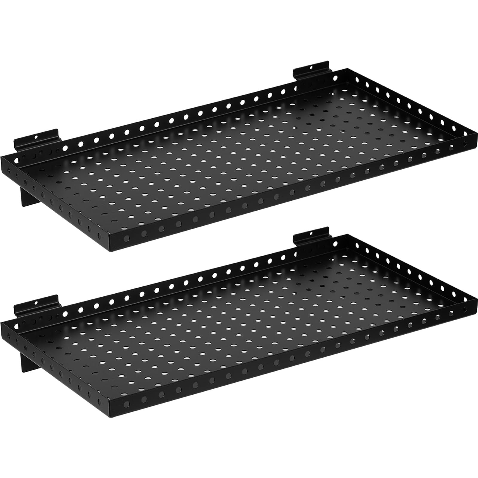 Heavy Duty Slatwall Shelf 24″x12″ – Steel Storage Rack for Garage & Retail (2 Pa