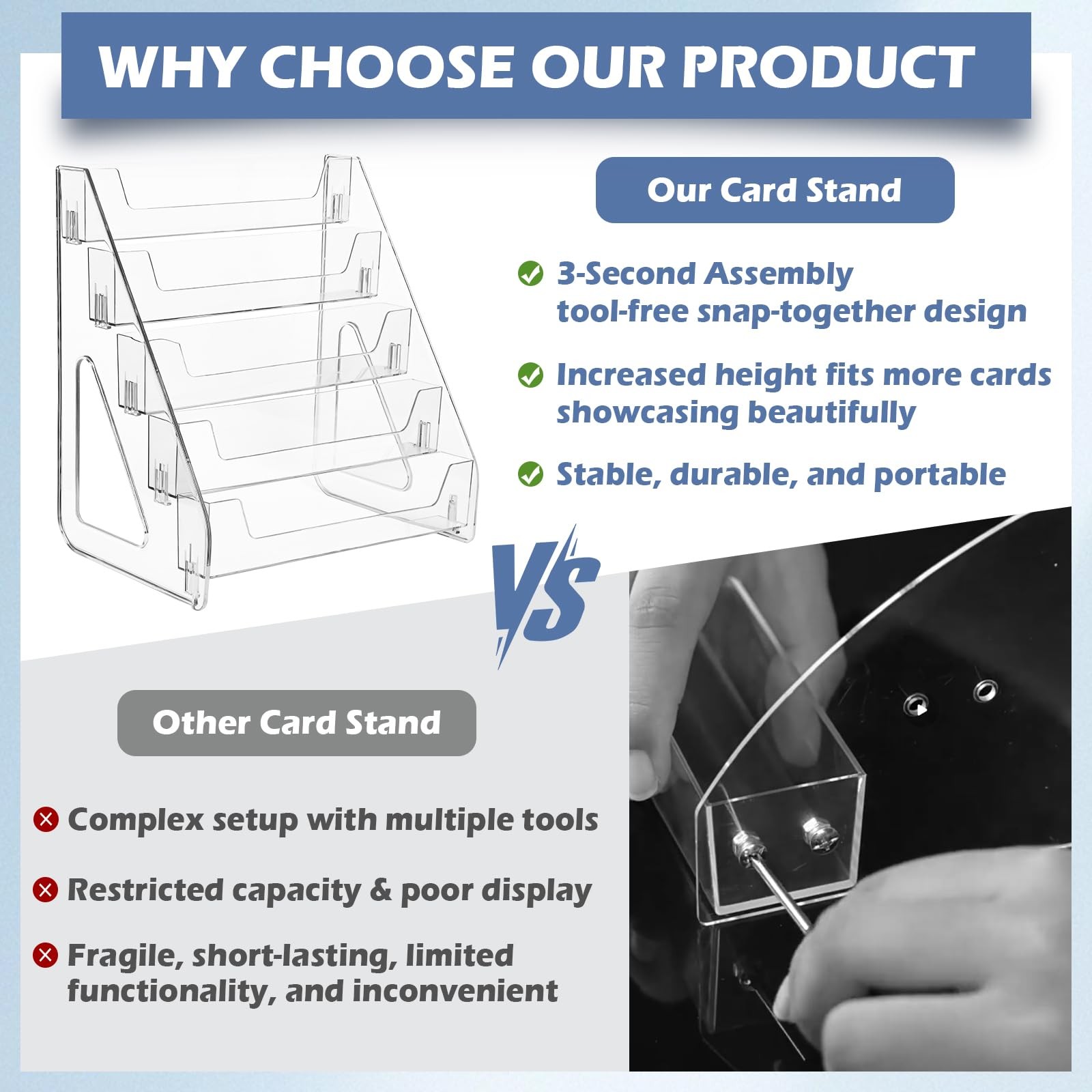 CELSOL Upgraded 5 Tier Acrylic Card Display Stand, Clear 5 1 Pack,