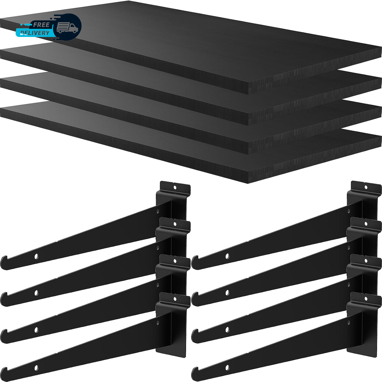 4 Pack Large Wooden Slatwall Shelf 24 X 12 Inch Slatwall Shelves with Metal